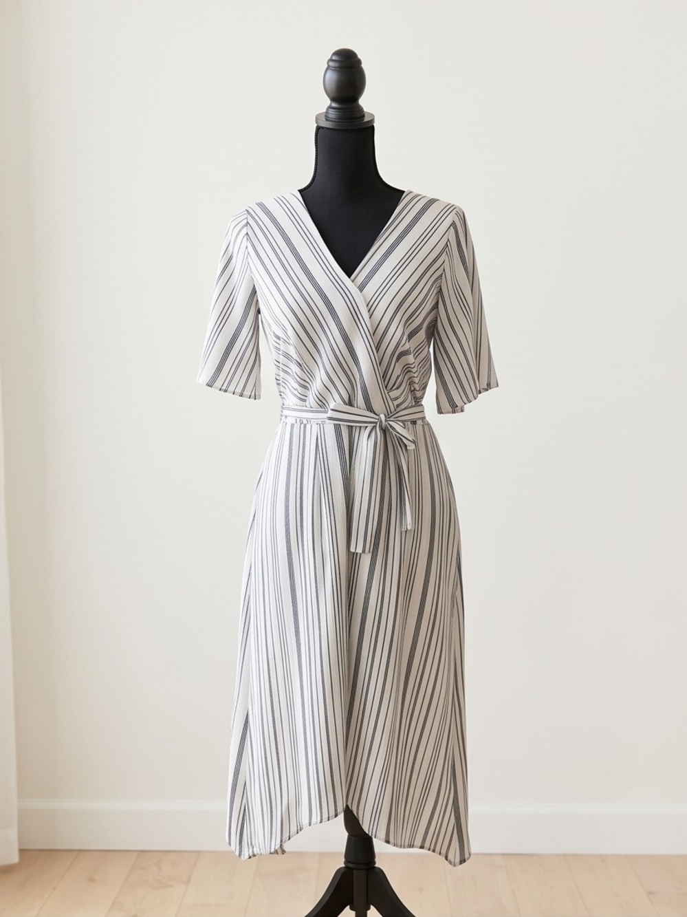 Maurices White and Black Striped Midi Dress